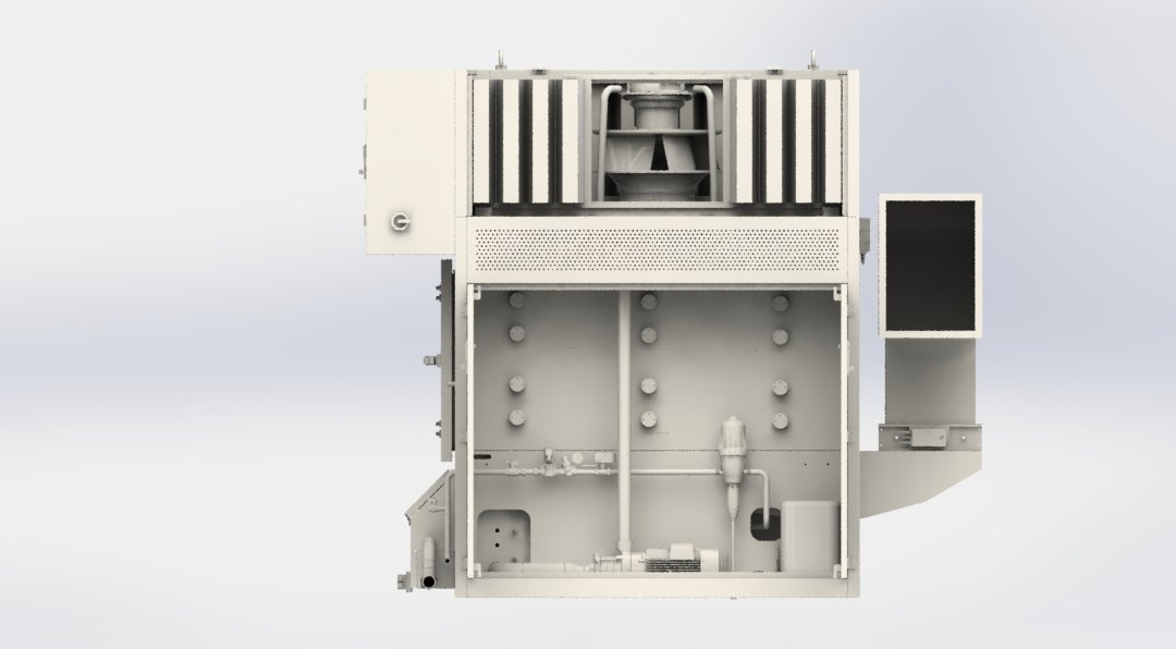 Inside CLARIVENT: fan, filter cells and washing unit