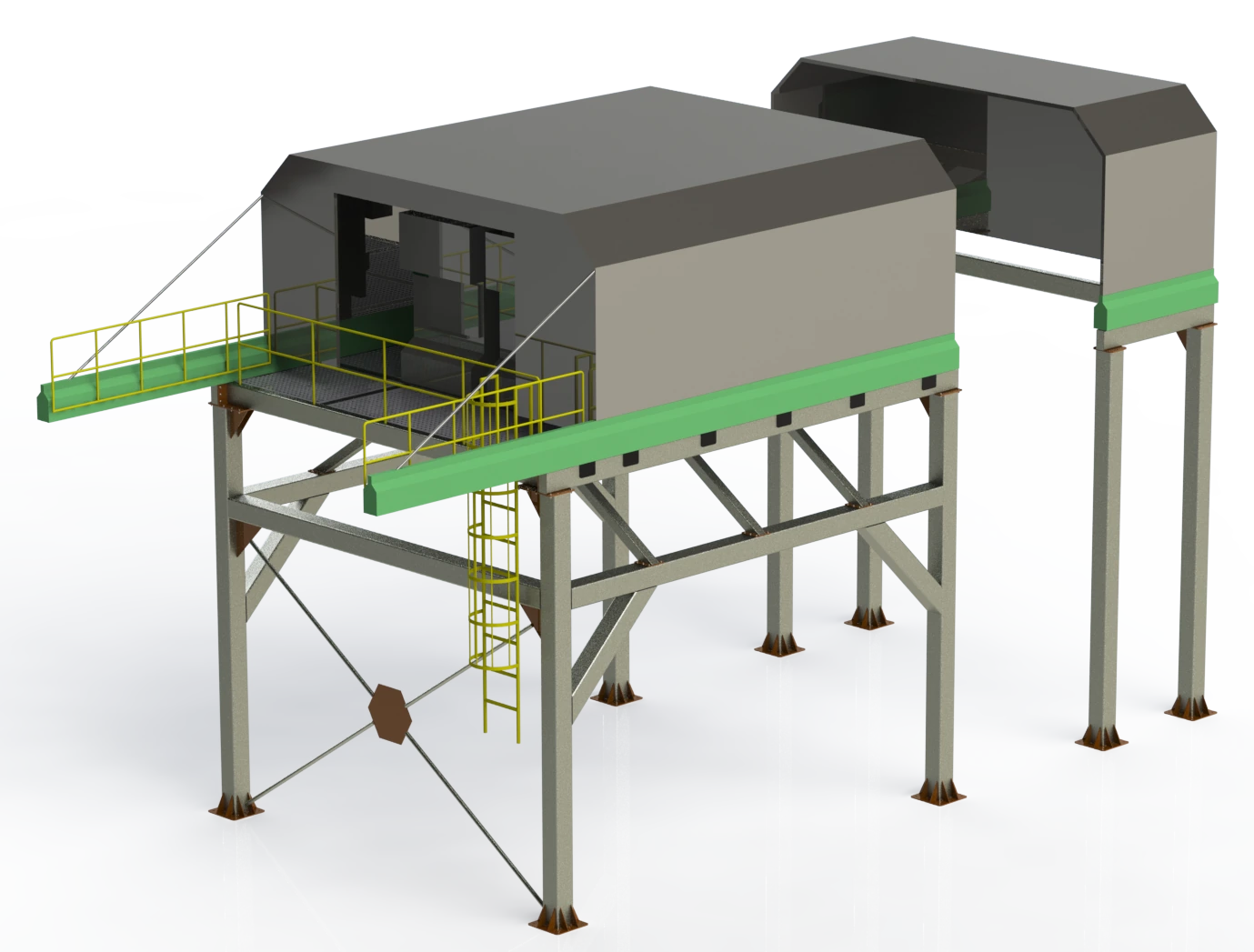Aluminium die-casting machine hood, open