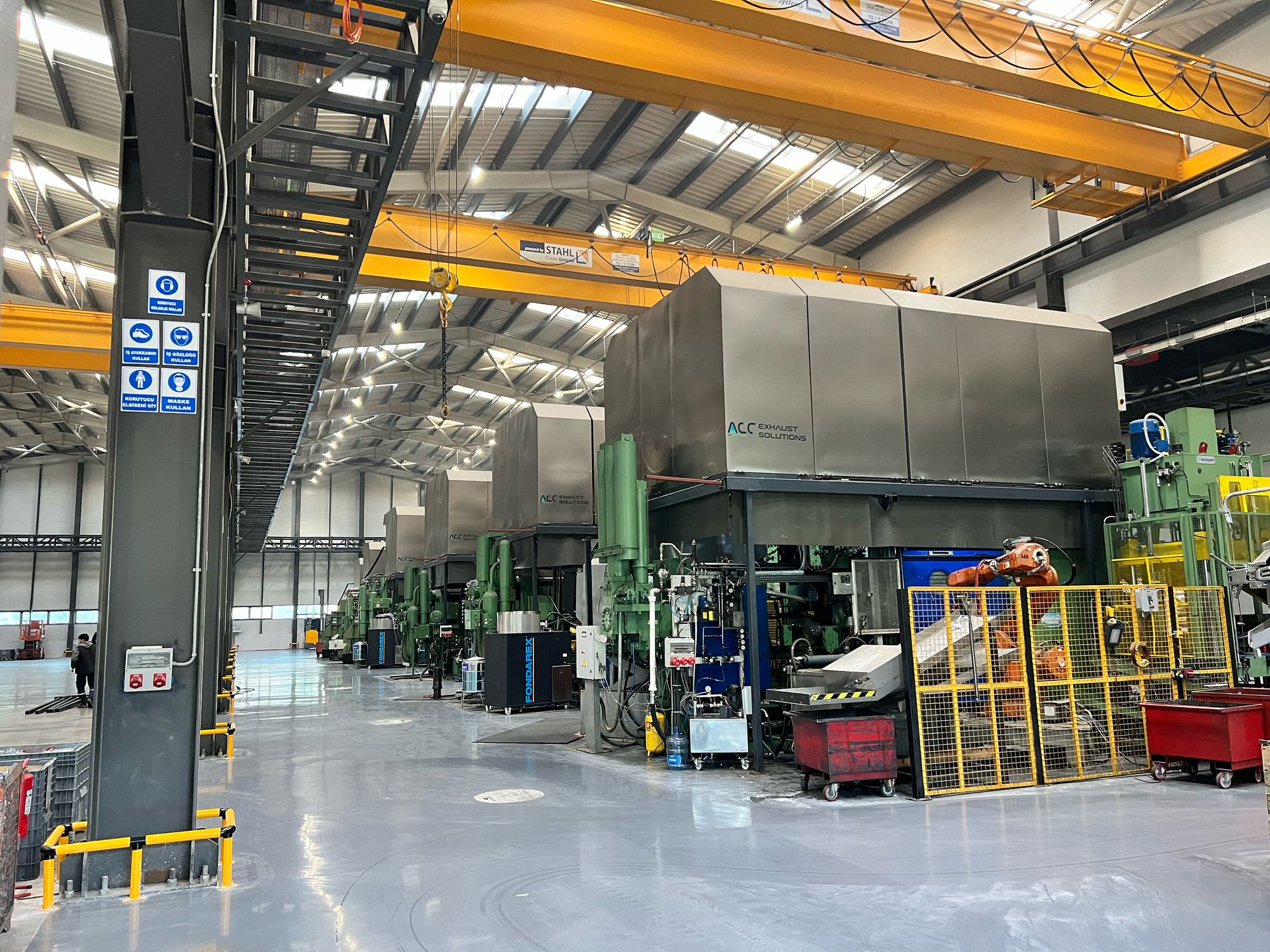 ACC hood and filtration systems installed on a die-casting line